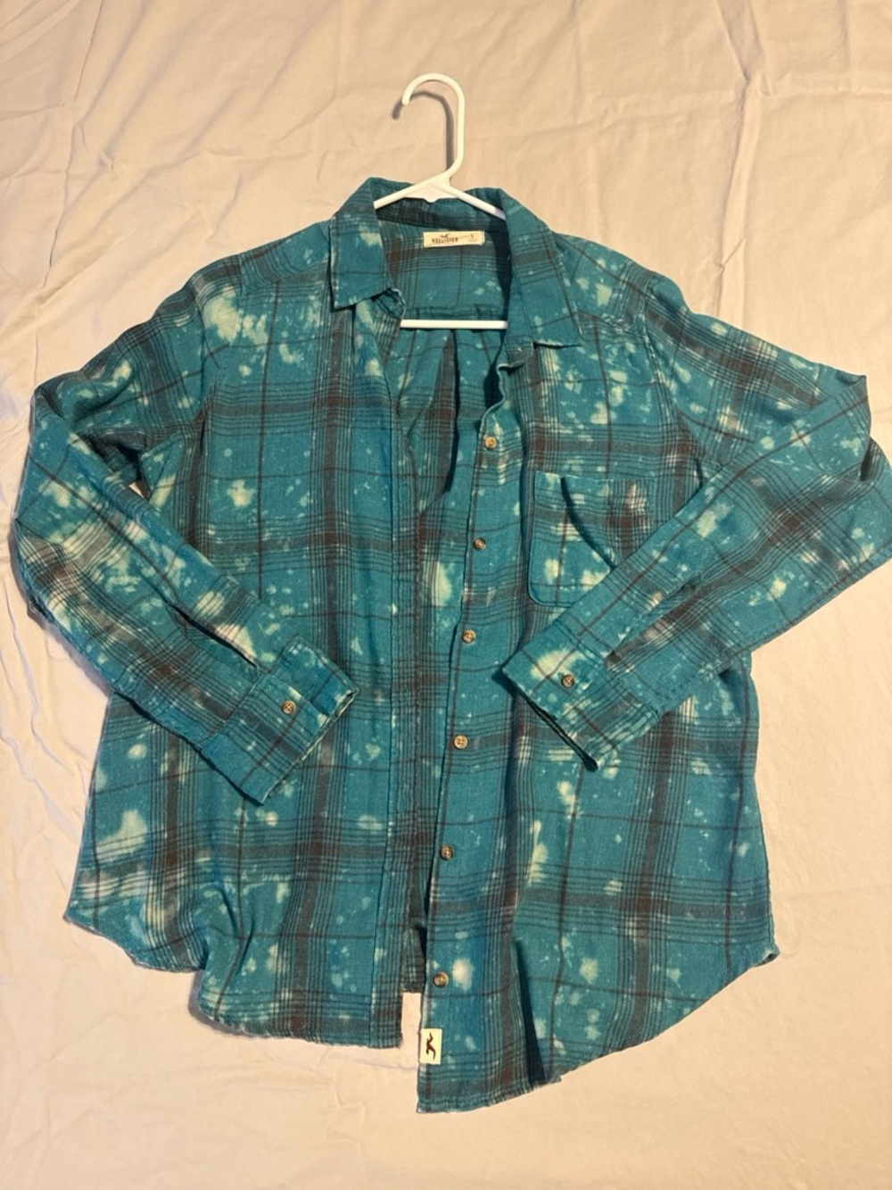 Hollister Teal Plaid Button-Up Shirt
